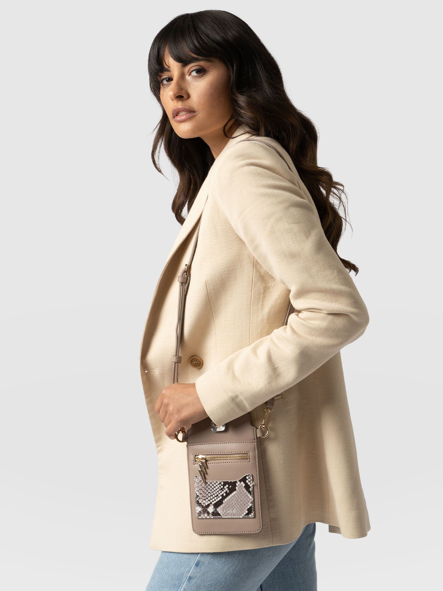 Pimlico Phone Bag Nude Snake - Women's Bags | Saint + Sofia® USA
